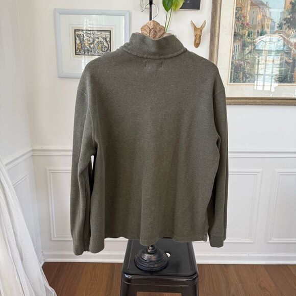 Polo Ralph Lauren Olive Green Cotton Quarter Zip Sweater XL - Picture 3 of 6